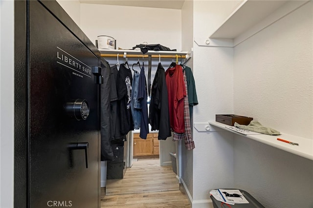 walk in closet featuring wood finished floors