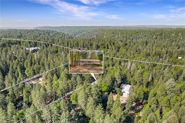 drone / aerial view with a view of trees