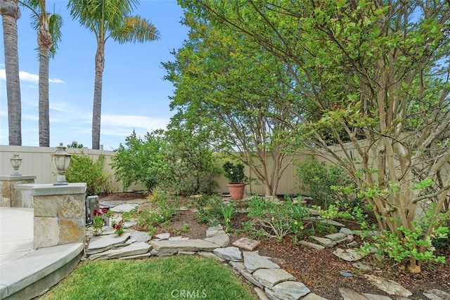 view of yard with a fenced backyard