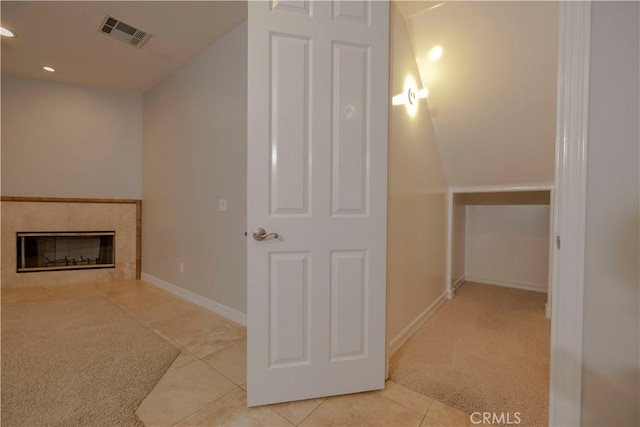 29515 Longhorn Dr, Canyon Lake, CA 92587 - corridor featuring tile patterned floors, baseboards, carpet floors, and recessed lighting