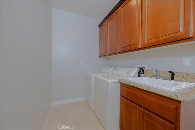 29515 Longhorn Dr, Canyon Lake, CA 92587 - laundry room with cabinet space, washer and dryer, light tile patterned floors, and baseboards