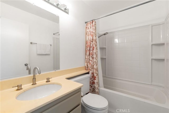 983 Elsa Ct Unit D, Corona, CA 92881 - bathroom featuring toilet, shower / bath combination with curtain, and vanity