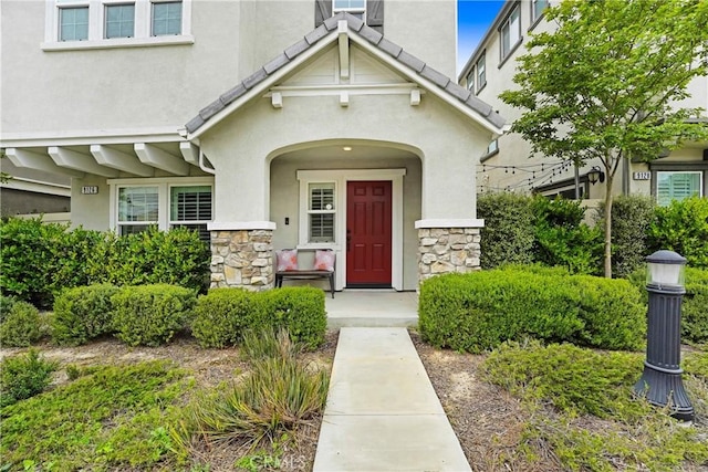 9126 Foster Ln, Chatsworth, CA 91311 - property entrance with stucco siding and stone siding