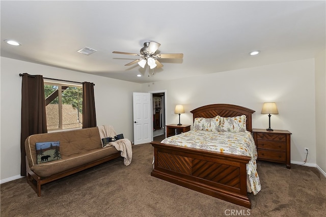 39080 Waterview Dr, Big Bear Lake, CA 92315 - carpeted bedroom featuring recessed lighting, baseboards, and a ceiling fan
