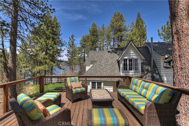 deck featuring an outdoor living space