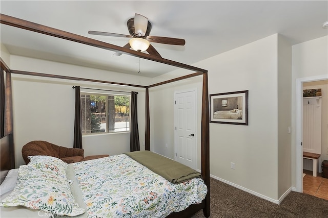 39080 Waterview Dr, Big Bear Lake, CA 92315 - bedroom featuring carpet flooring, baseboards, and a ceiling fan