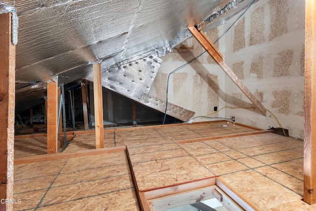view of unfinished attic