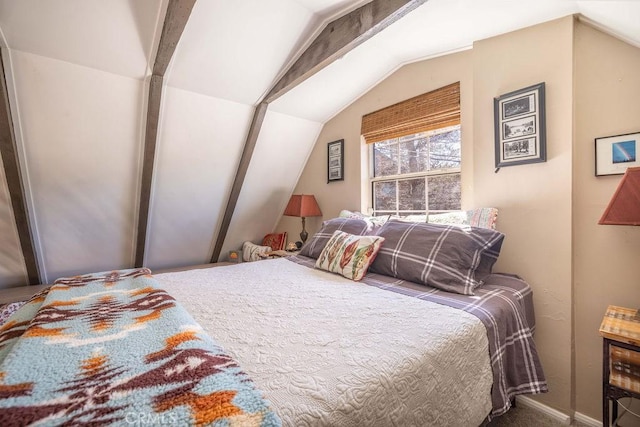 32950 Canyon Dr, Green Valley Lake, CA 92341 - bedroom featuring baseboards and vaulted ceiling