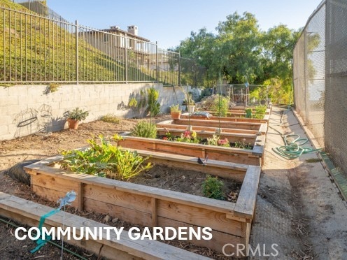 view of yard with fence and a vegetable garden