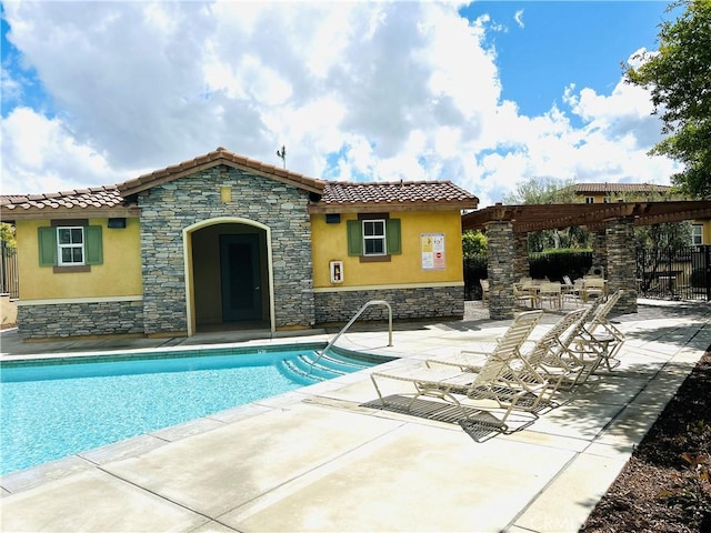 8054 Cresta Bella Rd, Rancho Cucamonga, CA 91730 - pool with a pergola and a patio area