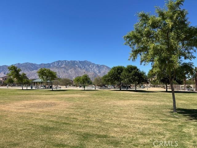 67960 Rio Vista Dr, Cathedral City, CA 92234 - view of property's community with a lawn, a mountain view, and a gazebo