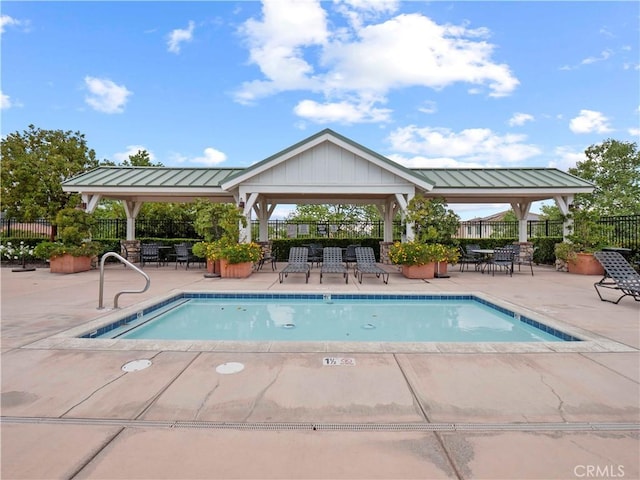 22458 Plantation Ct, Saugus, CA 91350 - pool featuring fence, a gazebo, and a patio area