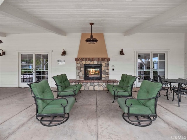 22458 Plantation Ct, Saugus, CA 91350 - view of patio with a fireplace
