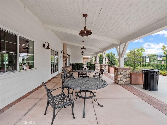 22458 Plantation Ct, Saugus, CA 91350 - view of patio / terrace featuring outdoor dining area and fence