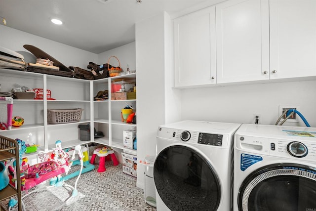 835 Orangedale Ave, Redlands, CA 92374 - clothes washing area with cabinet space and separate washer and dryer