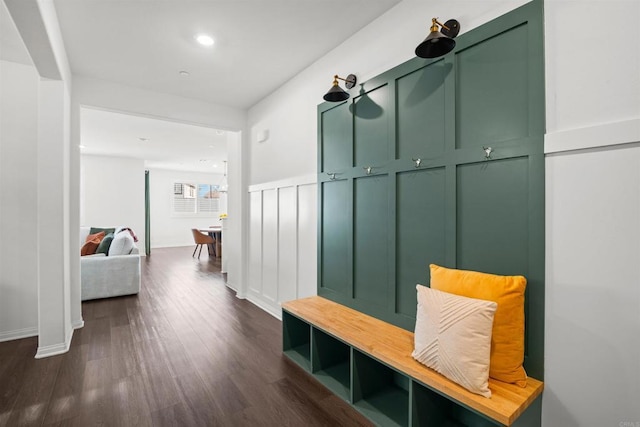 835 Orangedale Ave, Redlands, CA 92374 - mudroom with dark wood finished floors, baseboards, and recessed lighting