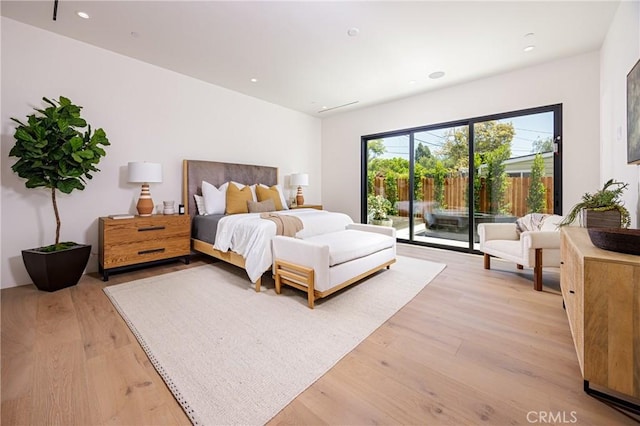 482 Costa Mesa St, Costa Mesa, CA 92627 - bedroom featuring access to exterior, light wood-style flooring, and recessed lighting