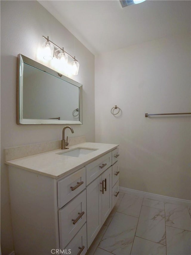 1446 Via Castilla, Palos Verdes Estates, CA 90274 - bathroom with vanity, marble finish flooring, and baseboards