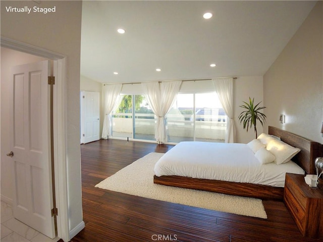 1446 Via Castilla, Palos Verdes Estates, CA 90274 - bedroom with access to exterior, recessed lighting, and wood finished floors