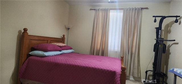 carpeted bedroom with multiple windows