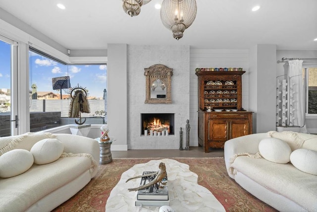 14 Buccaneer Way, Coronado, CA 92118 - living room featuring a fireplace and recessed lighting