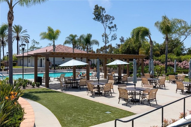 view of property's community with a swimming pool