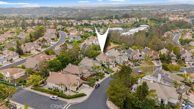 aerial view with a residential view and a mountain view