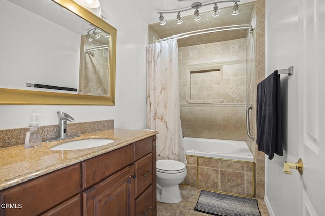 1213 Doris Ave, Oxnard, CA 93030 - full bathroom with tiled shower / bath, tile patterned flooring, vanity, and toilet