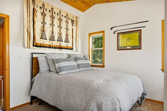 32991 Canyon Dr, Green Valley Lake, CA 92341 - bedroom featuring baseboards, vaulted ceiling, and carpet floors