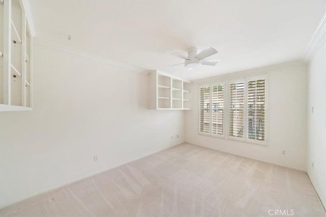 1616 Cormorant Dr, Carlsbad, CA 92011 - empty room with a ceiling fan, carpet flooring, and ornamental molding