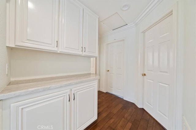 1616 Cormorant Dr, Carlsbad, CA 92011 - hallway featuring dark wood-type flooring and ornamental molding