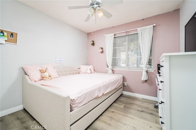 6932 Sundown Dr, Jurupa Valley, CA 92509 - bedroom featuring baseboards, wood finished floors, and a ceiling fan