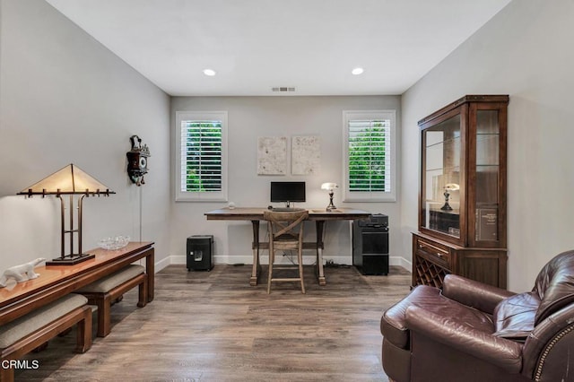20752 Veneto Way, Porter Ranch, CA 91326 - office area featuring healthy amount of natural light, wood finished floors, and recessed lighting