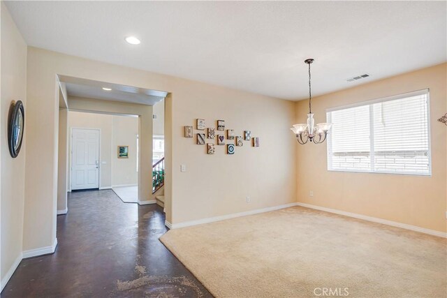 22939 Montanya Pl, Murrieta, CA 92562 - spare room featuring healthy amount of natural light, baseboards, recessed lighting, stairs, and a chandelier
