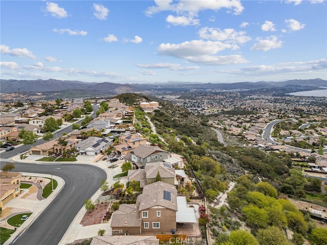 bird's eye view featuring a mountain view and a residential view
