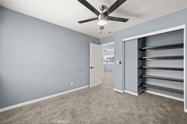 9334 Shamouti Dr, Riverside, CA 92508 - unfurnished bedroom featuring carpet flooring, baseboards, a closet, and ceiling fan