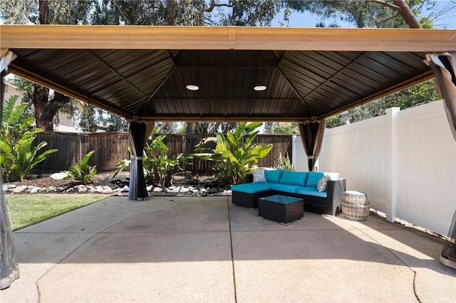9334 Shamouti Dr, Riverside, CA 92508 - fenced backyard with a gazebo, a patio, and outdoor lounge area
