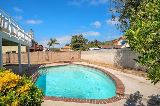 view of pool with a fenced backyard and a fenced in pool