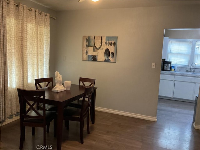 1391 N Crescent Ave, San Bernardino, CA 92405 - dining room with dark wood-style flooring and baseboards
