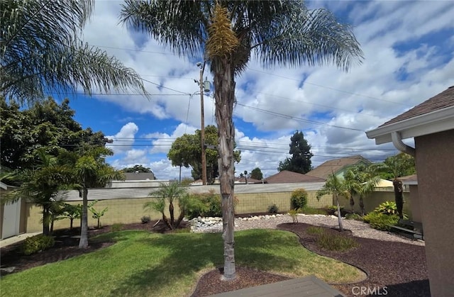 view of yard with a fenced backyard