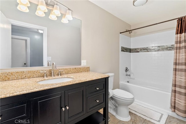 9553 Durango Rd, Atascadero, CA 93422 - bathroom featuring toilet, vanity, shower / tub combo, and tile patterned flooring