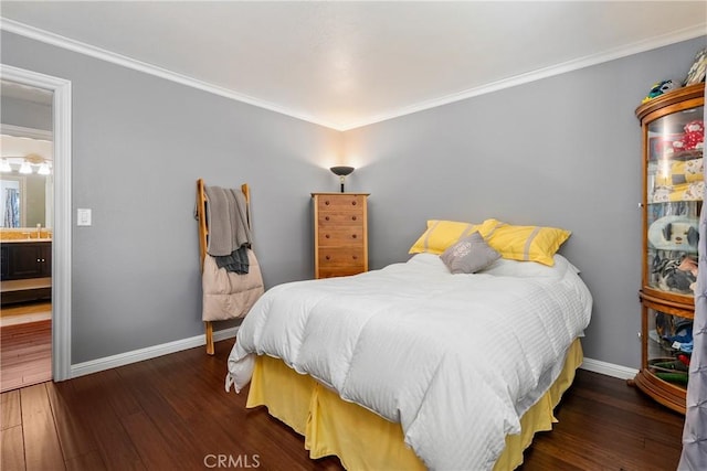 9553 Durango Rd, Atascadero, CA 93422 - bedroom with baseboards, hardwood / wood-style flooring, crown molding, and a sink
