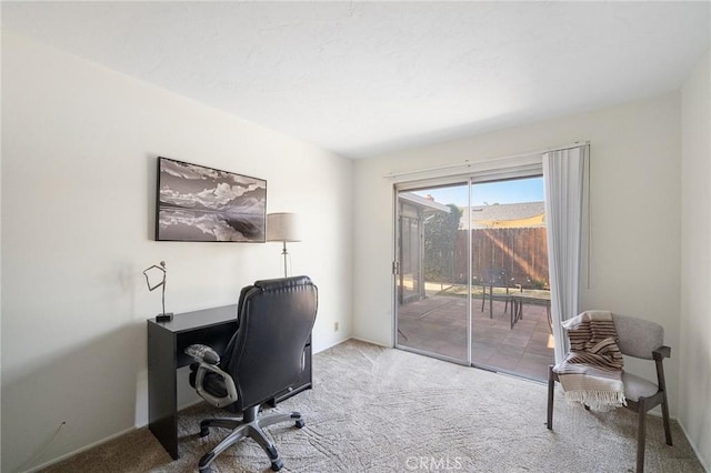 view of carpeted office space