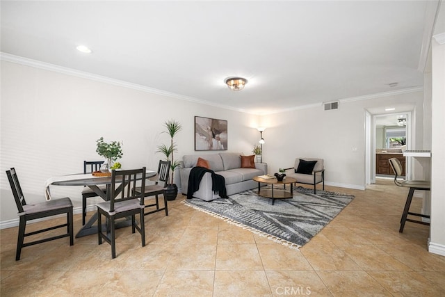 4200 Avenida Sevilla, Cypress, CA 90630 - living area with crown molding, baseboards, and light tile patterned floors