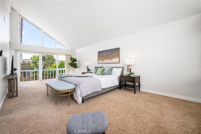 4200 Avenida Sevilla, Cypress, CA 90630 - bedroom with carpet, baseboards, and high vaulted ceiling