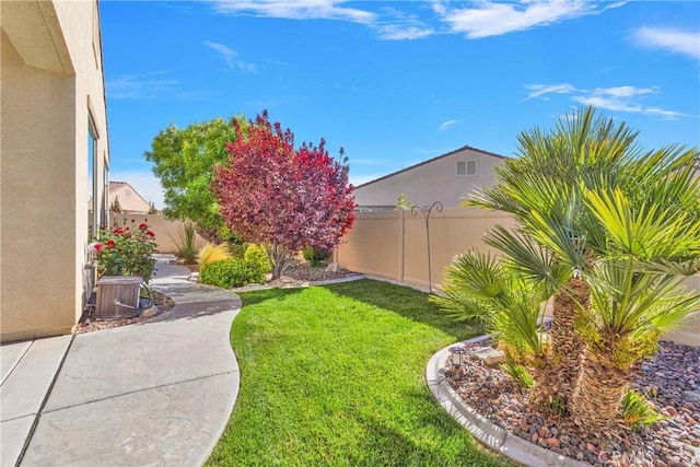 view of yard featuring a fenced backyard