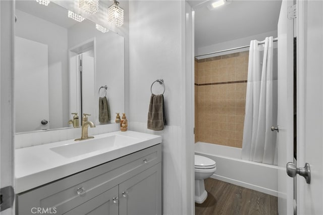 8990 19th St Unit 433, Rancho Cucamonga, CA 91701 - full bathroom featuring toilet, wood finished floors, shower / bath combo, and vanity