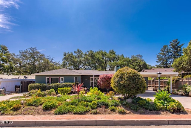 view of front of home with fence