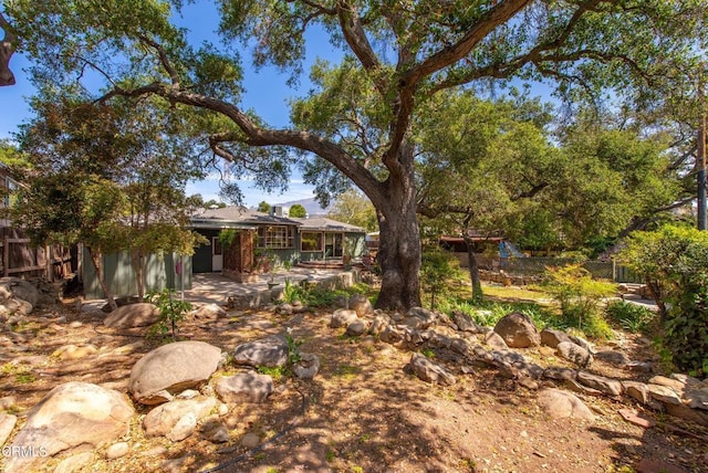view of yard with a patio and fence