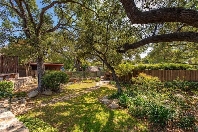 view of yard featuring a fenced backyard